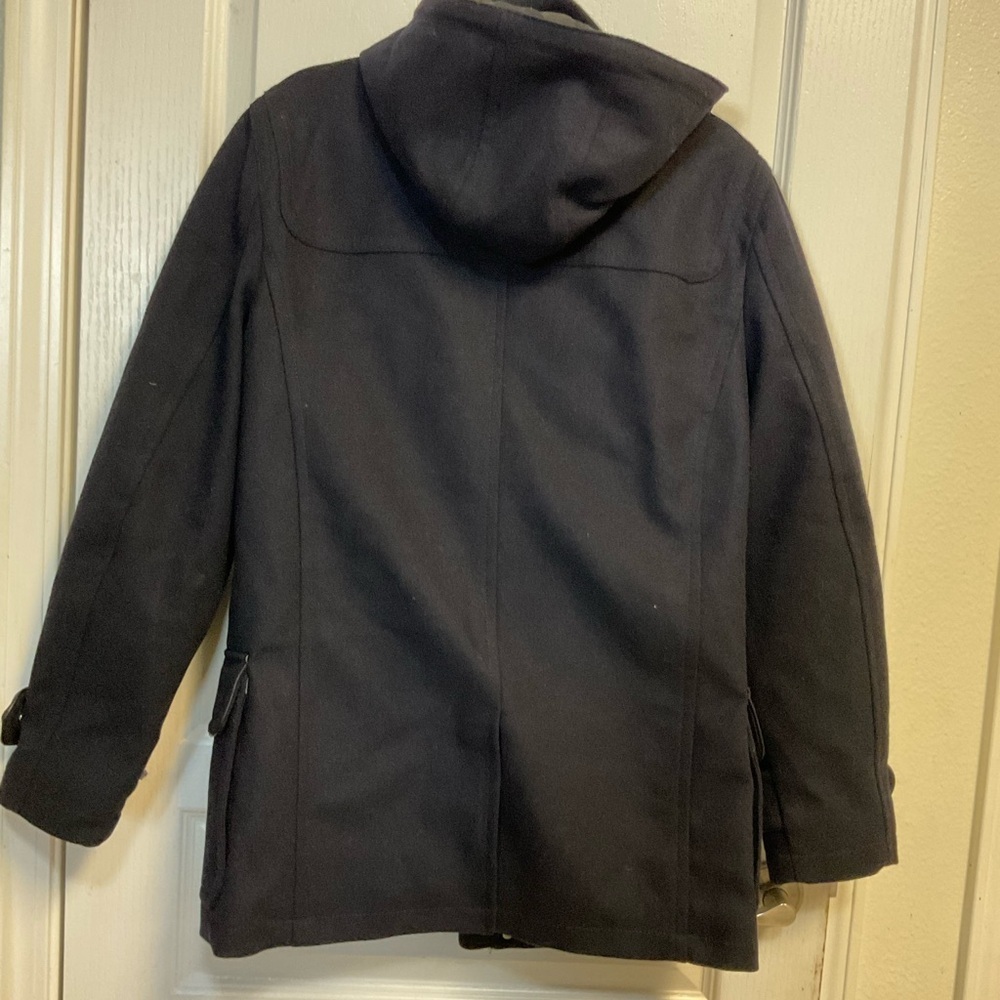 Express Men’s Black Wool Blend Toggle Hooded Coat Size S - Picture 3 of 11